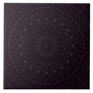 Byzantium Purple Mandala with Intricate Symmetry Tile