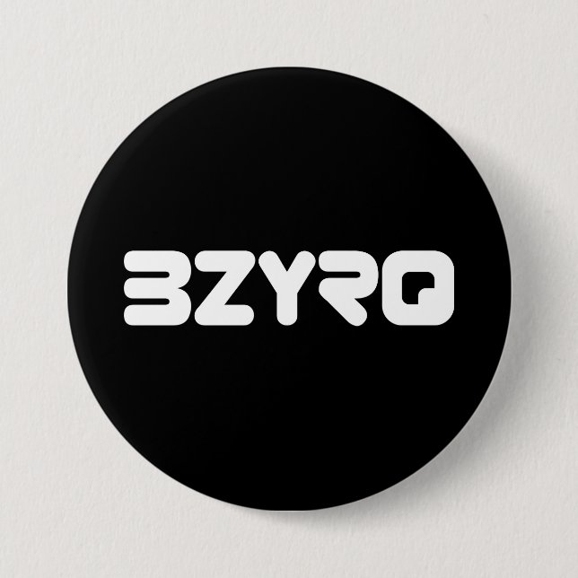 BZYRQ Logo (White on Black) 3 Inch Round Button (Front)