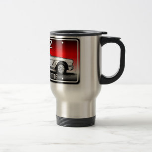 C1 1962 Corvette License Plate Art-Red Background Travel Mug