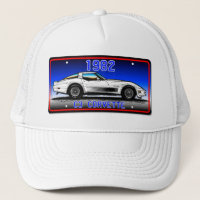 C3 1982 Corvette License Plate Art-Blue Background