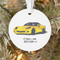 C6 Corvette Sports Voiture Jaune Dessin À Main Des