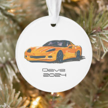 C6 Corvette Sports Voiture Orange Main Dessin