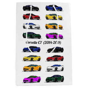 C7 Corvette Different Coloured Sports Cars Medium Gift Bag
