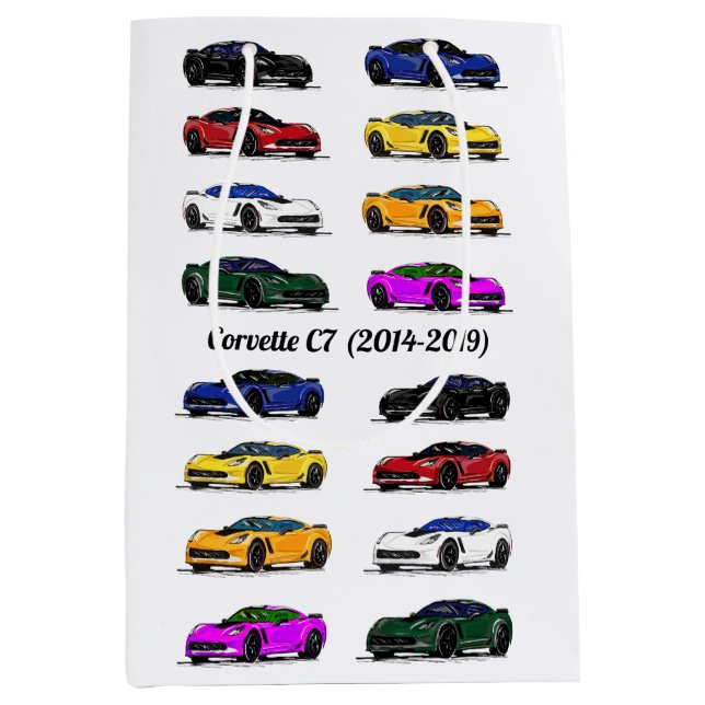 C7 Corvette Different Coloured Sports Cars Medium Gift Bag (Front)
