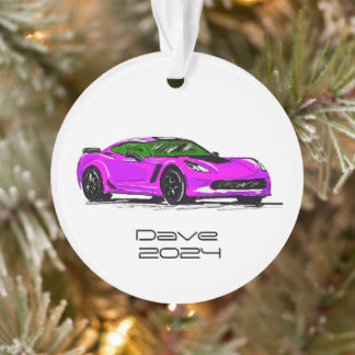 C7 Corvette Sports Voiture rose main dessinée croq