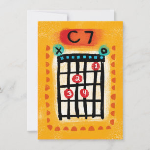 C7 Guitar Chord Greeting Card - Colourful Music