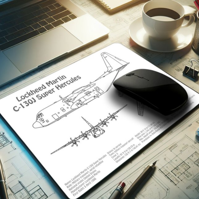 C-130 Hercules - Airplane Blueprint Plans AD Mouse Pad (Creator Uploaded)