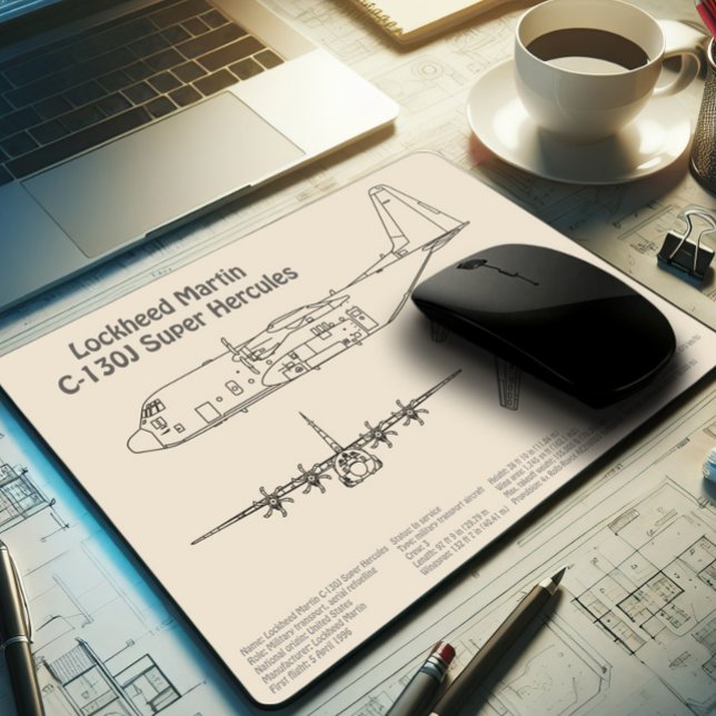 C-130 Hercules - Airplane Blueprint Plans AD Mouse Pad (Creator Uploaded)