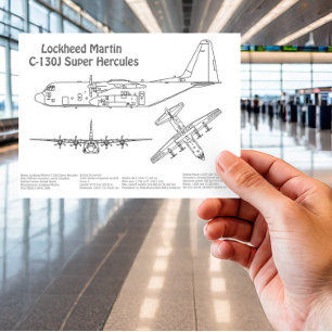C-130 Hercules - Airplane Blueprint Plans BD Postcard