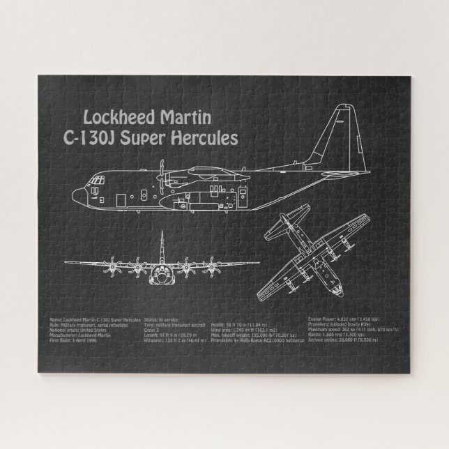 C-130 Hercules - Airplane Blueprint Plans PD Jigsaw Puzzle (Horizontal)