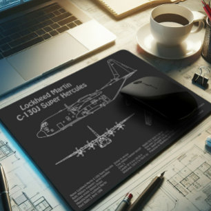 C-130 Hercules - Airplane Blueprint Plans PD Mouse Pad