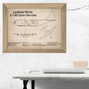 C-130 Hercules - Airplane Blueprint Plans SD Photo Print
