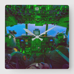 C-130 HERCULES COCKPIT SQUARE WALL CLOCK