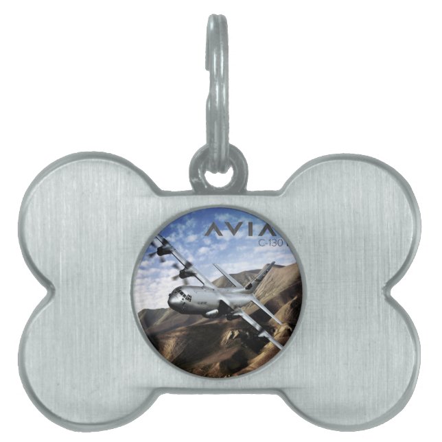 C-130 HERCULES Military Airplane Pet Tag (Front)