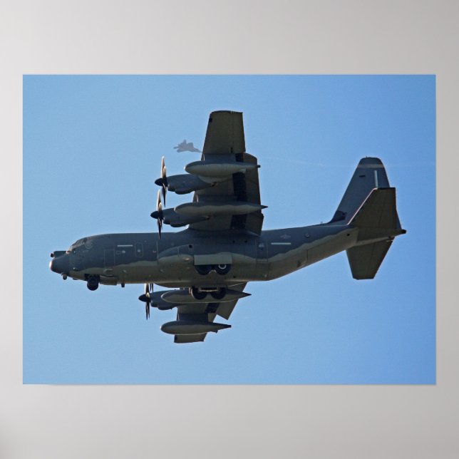 C-130 Hercules Plane w/ F-35 Silhouette Poster (Front)