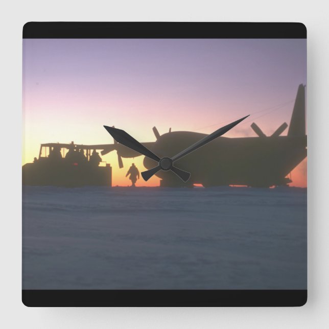 C-130 Hercules transport being_Military Aircraft Square Wall Clock (Front)