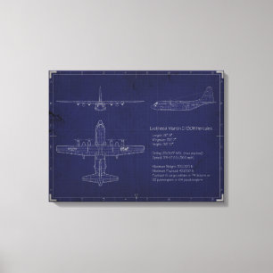 C-130H Blueprint on Canvas Print
