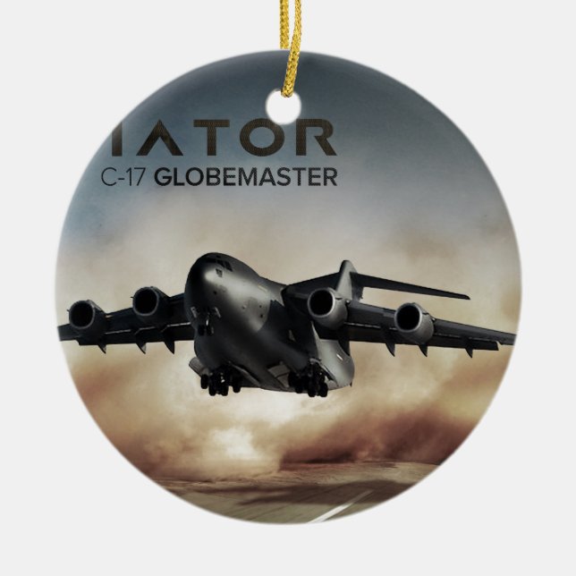 C-17 Globemaster Cargo Airplane Ceramic Ornament (Front)