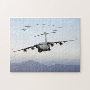 C-17 Globemaster III Aircraft Fly Over  Blue Ridge Jigsaw Puzzle