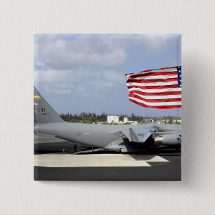 C-17 Globemaster III sits on the flightline 2 Inch Square Button