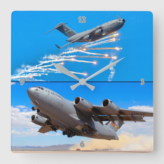 C-17 GLOBEMASTER III SQUARE WALL CLOCK (Front)
