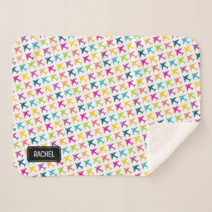 C-17 Transport Jet Custom Name Baby Sherpa Blanket