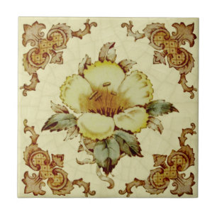 c.1890 Victorian Floral Reproduction Transferware Tile