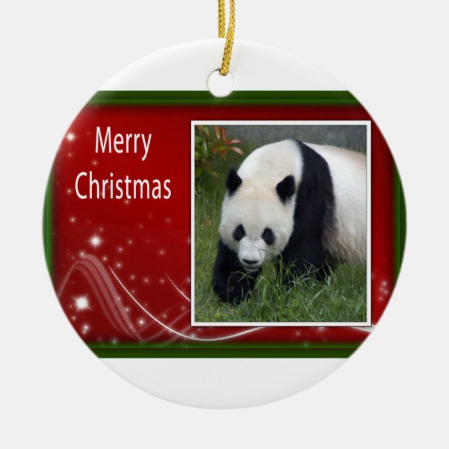 c-2011-panda-0044 ceramic ornament (Front)