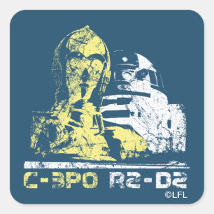 C-3PO & R2-D2 Vintage Square Sticker