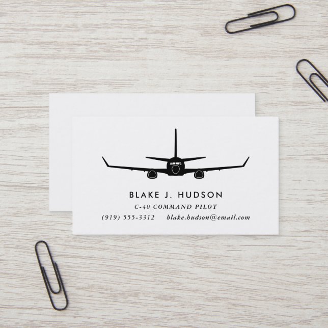 C-40 737 Silhouette Pilot Business Card (Front/Back In Situ)