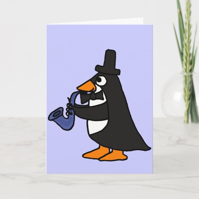 C.A. pingouin dans un smoking jouant la carte de (Devant)