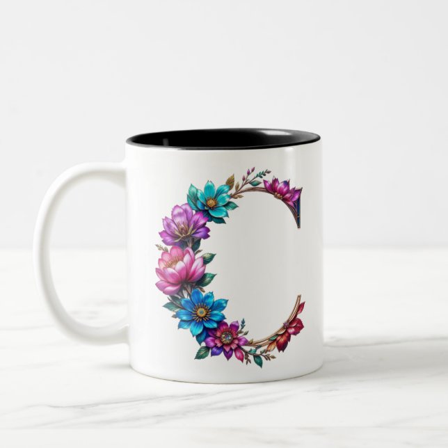 C Café Mug - Design floral pour le don (Gauche)
