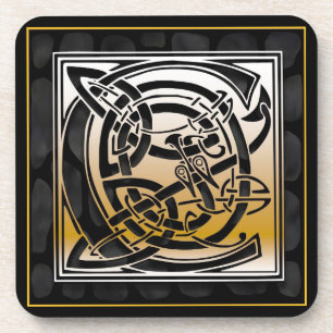 ‘C’ Celtic Black Stone Monogram Coasters