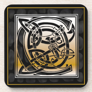 ‘C’ Celtic Black Stone Monogram Coasters