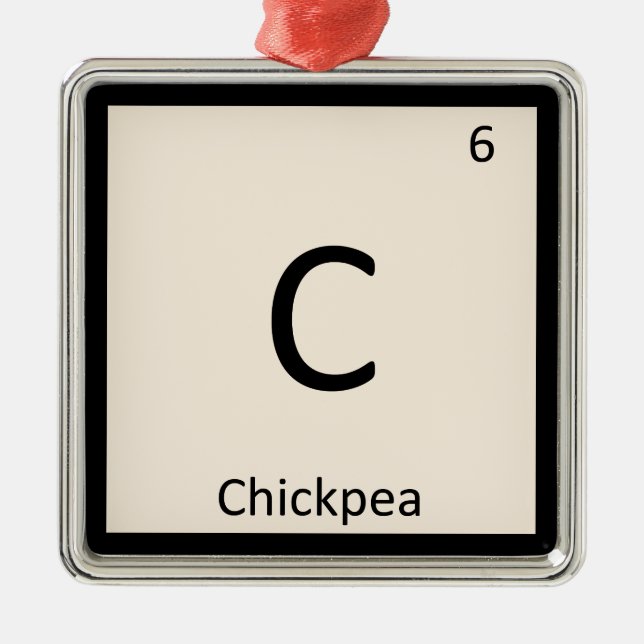 C - Chickpea Chemistry Periodic Table Symbol Metal Ornament (Front)