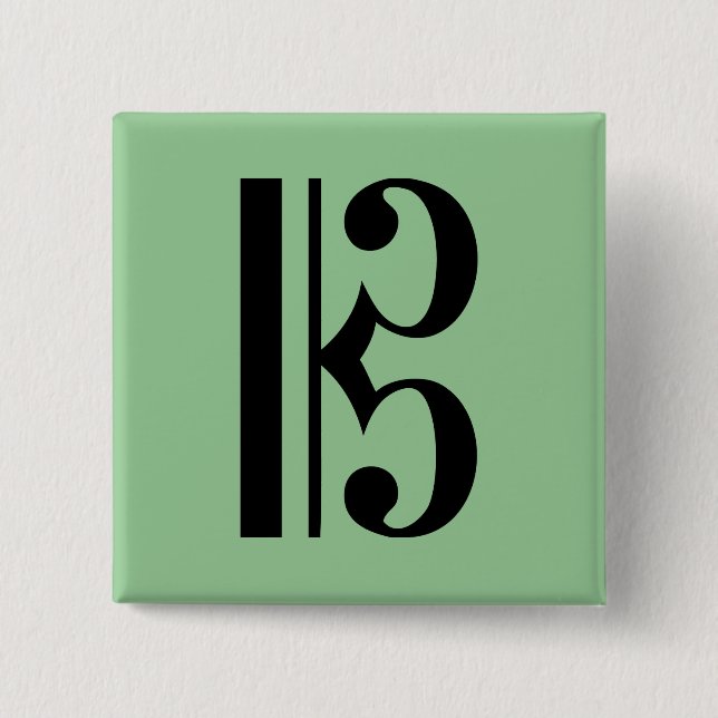 C-Clef Music Symbol 2 Inch Square Button (Front)