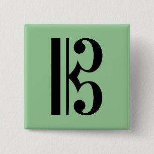 C-Clef Music Symbol 2 Inch Square Button