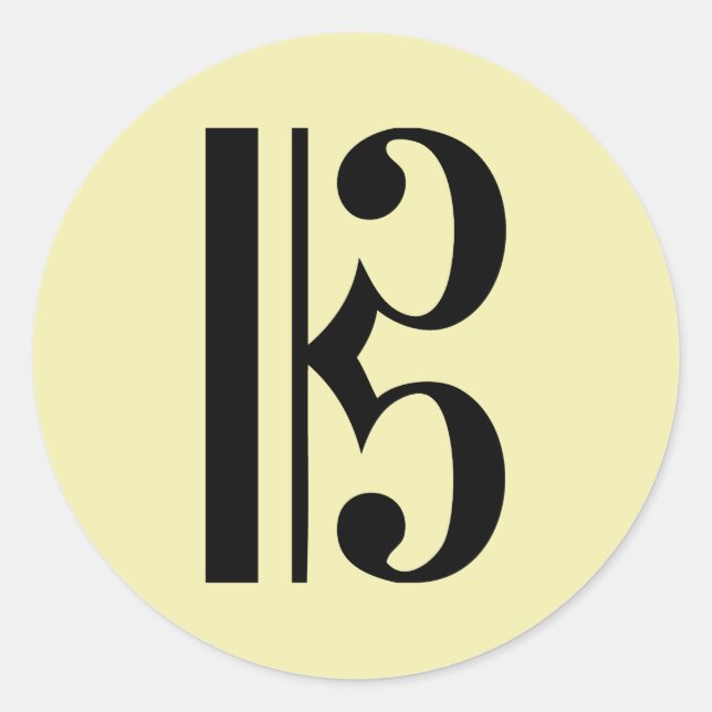 C-Clef Music Symbol Classic Round Sticker (Front)