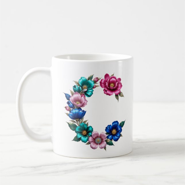 C Coffee Mug – Floral Design for Gifting (Left)