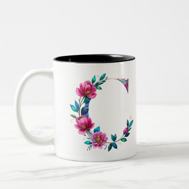 C Coffee Mug – Floral Design for Gifting (Left)