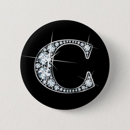 "C" Diamond Bling Button