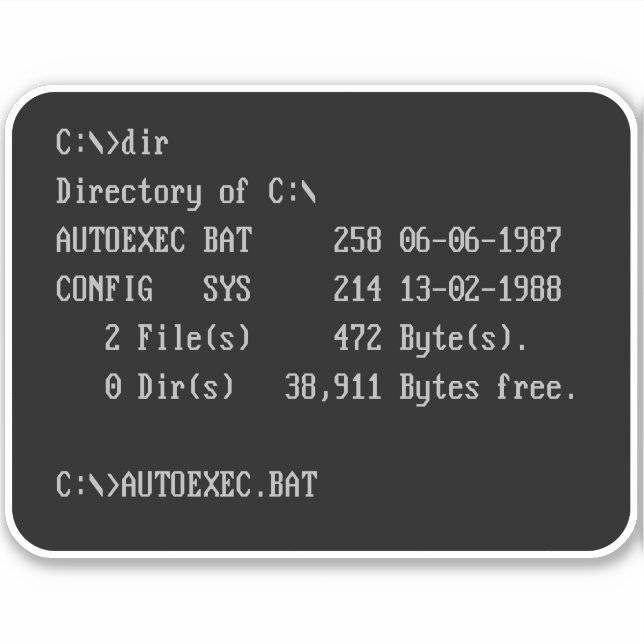 C:\> DOS Prompt Command Line (Front)
