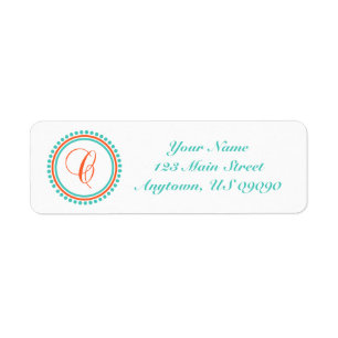C Dot Circle Mongram Address Label (Orange / Teal)