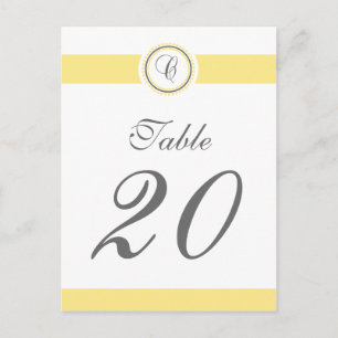 C Dot Circle Monogram Table Number (Yellow / Grey) Postcard