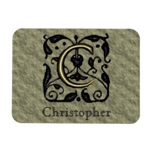 C - Embossed Vintage Monogram (Gold) Magnet