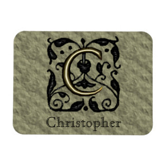 C - Embossed Vintage Monogram (Gold) Magnet
