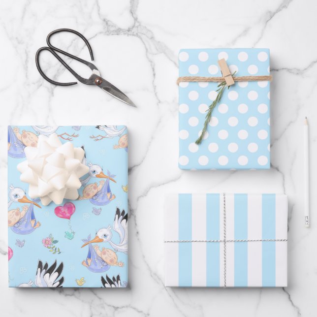 C’est un ensemble de papier pour bébé de cigogne (Recto)
