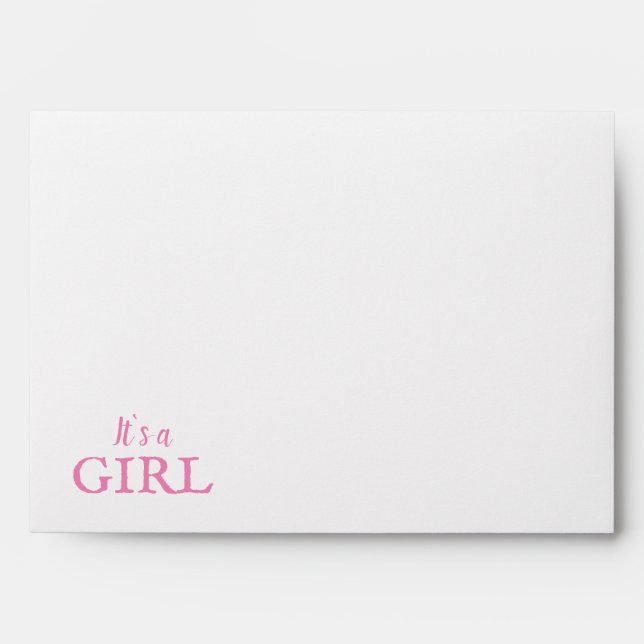 C`est une fille Enveloppe rose Baby shower bébé fi (Devant)
