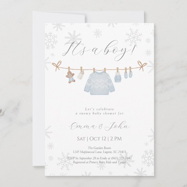 C’est une invitation au Baby shower d’hiver pour g (Devant)