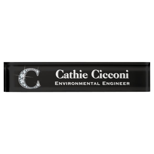 C Faux Diamond Desk Nameplate (Front)